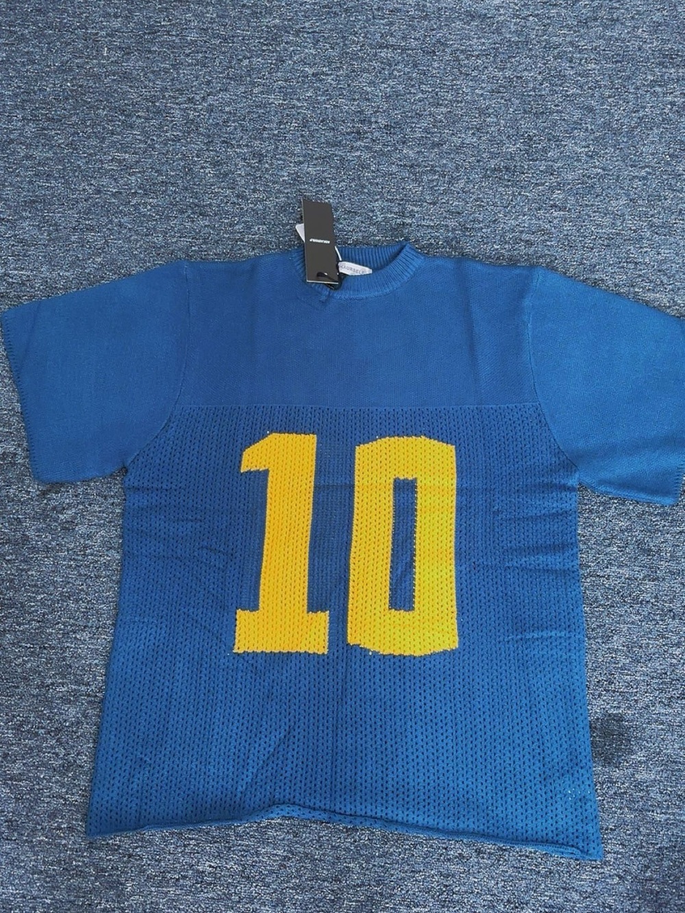 Blue Knit Jersey Tee with Yellow '10' Graphic